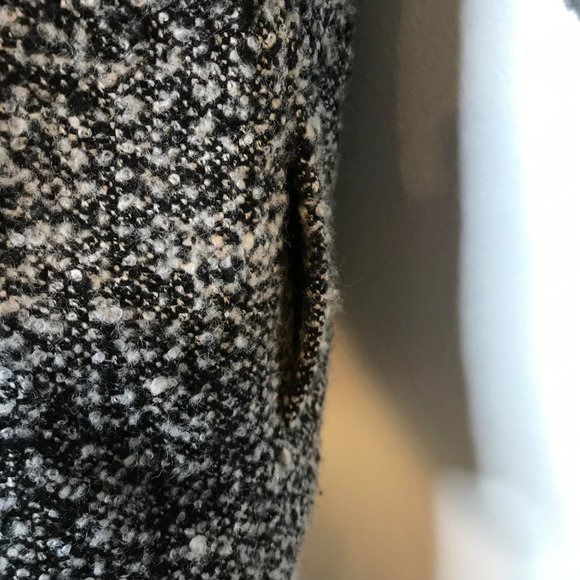 Banana Republic Blazer Jacket 2 / XS Wool Blend Tweed Gray Black Knit Zip Front - Picture 7 of 11